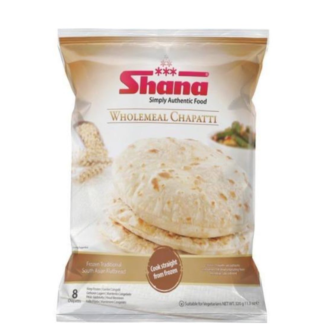 SHANA FROZEN WHOLEMEAL CHAPATTI 320G (8PCS)